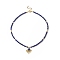 Natural Lapis Lazuli Beaded Necklaces, 304 Stainless Steel Fan Pendant Necklaces with Lobster Claw Clasp & Chain Extender for Women, 16-3/4 inch(42.5cm)