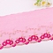 Polyester Lace Trim Ribbons, Garment Accessories, Flower, Cerise, 1/2 inch(14mm), about 30Yard/roll