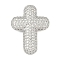 Brass Micro Pave Clear Cubic Zirconia Beads, Cross, Platinum, 29.5x22x8mm, Hole: 2mm