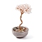 Natural Quartz Crystal Chips Tree Decorations, Ceramic Bowl Base Copper Wire Feng Shui Energy Stone Gift for Home Desktop Decoration, 60~65x120~130mm