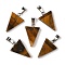 Natural Tiger Eye Pendants, with 201 Stainless Steel Finding, Triangle, 24x15x5mm, Hole: 3x7.5mm