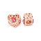 Rack Plating Alloy Rhinestone European Beads, Cadmium Free & Nickel Free & Lead Free, Large Hole Beads, Heart, Rose Gold, 11x12x10mm, Hole: 5mm