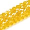 Transparent Electroplate Glass Beads Strands, AB Color Plated, Faceted, Bicone, Gold, 3.5~3.8mm, about 113~115pcs/strand, 36~36.5cm