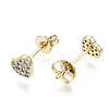 Brass Micro Pave Clear Cubic Zirconia Stud Earrings EJEW-T046-26G-NF-2