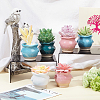  6Pcs 6 Colors Mini Ceramic Succulent Planter Pots BOTT-NB0001-03-5