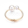 ABS Plastic Pearl Round Beaded Open Cuff Bangle BJEW-S118-105G-1