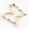 Rack Plating Alloy Butterfly Open Back Bezel Pendants PALLOY-S047-34E-FF-2