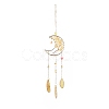 Natural Citrine Chips Beaded Moon Hanging Sun Catchers HJEW-M004-07-1