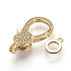 Brass Micro Pave Cubic Zirconia Lobster Claw Clasps ZIRC-S058-17G-2