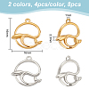 Unicraftale 8Pcs 2 Colors Ion Plating(IP) 304 Stainless Steel Pendants STAS-UN0045-45-3