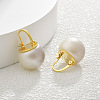 Brass with Plastic Imitation Pearl Round Hoop Earrings EJEW-Q391-04G-02-1