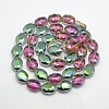 Faceted Electroplate Crystal Glass Oval Beads Strands EGLA-F058B-09-2