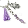 Natural Rose Quartz & Prehnite & Natural Lapis Lazuli & Natural Amethyst  & Natural Howlite Chip Beaded Tassel Pendant Keychain KEYC-JKC00851-5