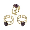 Oval Natural Amethyst Finger Rings RJEW-N046-05B-G-3