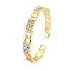 Cubic Zirconia Rectangle Open Cuff Bangle BJEW-S141-024-3