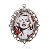 Oval Antique Silver Plated Alloy Women Photo Glass Big Pendants PALLOY-J550-03AS-1
