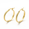 201 Stainless Steel Grooved Hoop Earrings with 304 Stainless Steel Pins for Women EJEW-M214-02D-G-2