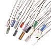 Natural Mixed Gemstone Nugget Pendant Necklace with Waxed Cord for Women NJEW-F306-01-1