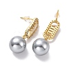 Clear Cubic Zirconia Oval with Plastic Pearl Dangle Stud Earrings EJEW-A072-11LG-B-2
