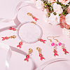 12Pcs Alloy Enamel Breast Cancer Awareness Ribbon Charm Locking Stitch Markers HJEW-PH01685-4
