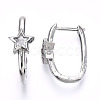 Brass Micro Pave Clear Cubic Zirconia Huggie Hoop Earring EJEW-T046-17P-NF-2