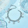 Star & Moon 304 Stainless Steel Charm Bracelets BJEW-JB10366-2