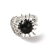 Natural Obsidian Sun & Moon Open Cuff Rings RJEW-K241-01P-06-2