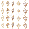 BENECREAT 20Pcs 5 Style Brass Micro Pave Cubic Zirconia Links KK-BC0007-59-1