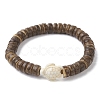 Natural Coconut Disc & Synthetic Turquoise Turtle Beaded Stretch Bracelet for Women BJEW-JB09700-05-1