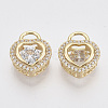 Brass Micro Pave Clear Cubic Zirconia Charms ZIRC-T011-14G-NF-3