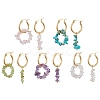 Natural Mixed Gemstone Chips Asymmetrical Earrings EJEW-JE05707-1