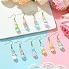 Dyed Natural Selenite Beaded Dangle Earrings for Women EJEW-JE06049-2