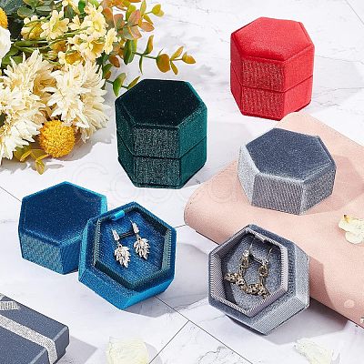 Nbeads 4Pcs 4 Colors Velvet Jewelry Box VBOX-NB0001-05-1