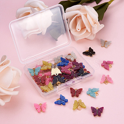 44Pcs 11 Colors Vintage Alloy Acrylic Charms PALLOY-TA0002-38-1