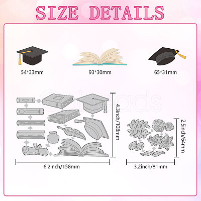 Graduation Theme Carbon Steel Cutting Dies Stencils DIY-WH0309-1761-1