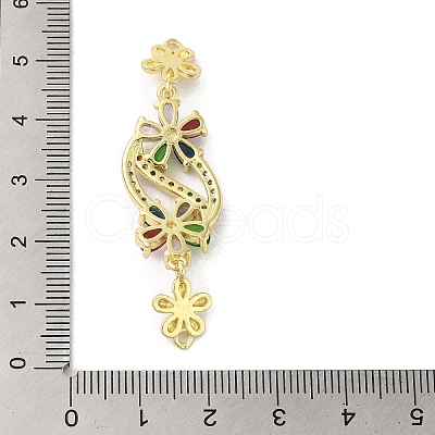 Rack Plating Brass Pave Colorful Cubic Zirconia Flower Connector Charms KK-C052-37E-G-1