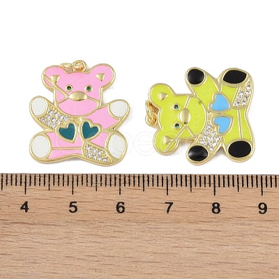 Brass Micro Pave Cubic Zirconia Pendants KK-P266-18G-1