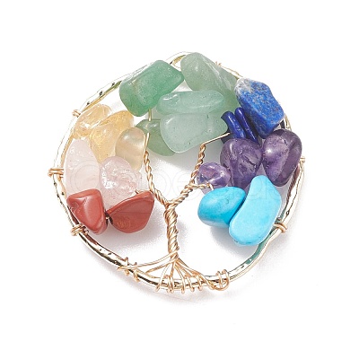 Alloy Gemstone Chip Pendants PALLOY-JF01448-01-1