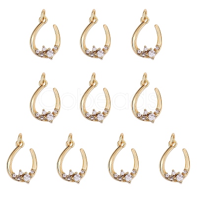 Rack Plating Brass Micro Pave Clear Cubic Zirconia Pendants ZIRC-SZ0004-04-1