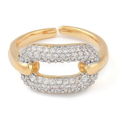 Oval Brass Micro Pave Clear Cubic Zirconia Finger Ring RJEW-Q819-28G-1