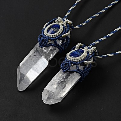 Bullet Natural Quartz Crystal Pendant Necklaces for Women NJEW-G045-01-1