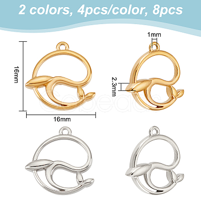 Unicraftale 8Pcs 2 Colors Ion Plating(IP) 304 Stainless Steel Pendants STAS-UN0045-45-1