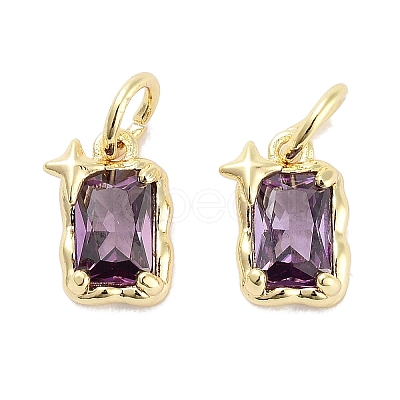 Brass Micro Pave Cubic Zirconia Charms KK-C051-10G-04-1