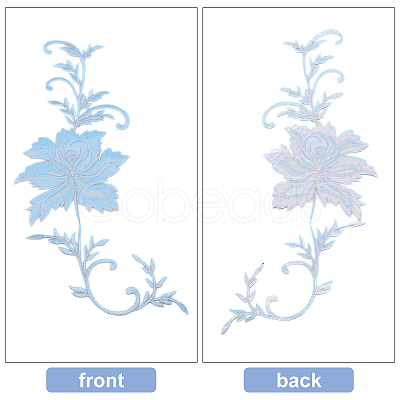 Gorgecraft 2Pcs Peony Computerized Embroidery Cloth Iron on/Sew on Patches DIY-GF0005-32A-1