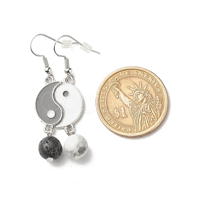 Alloy Enamel Yin Yang Matching Asymmetrical Earrings EJEW-JE04894-02-1