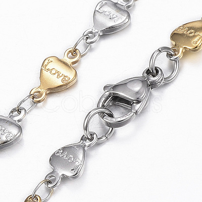 304 Stainless Steel Heart Link Chain Jewelry Sets SJEW-H103-02GP-1