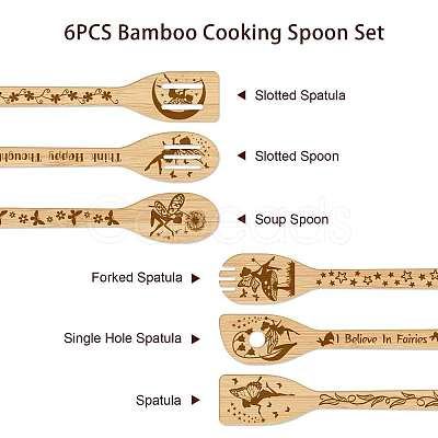 6Pcs Bamboo Spoons & Knifes & Forks AJEW-WH0411-009-1