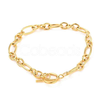 Unisex PVD Vacuum Plating 304 Stainless Steel Figaro Chain Bracelets X-BJEW-H541-06A-G-1