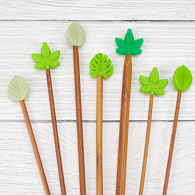 WADORN Leaf Silicone Knitting Needle Point Protectors DIY-WR0004-06-1