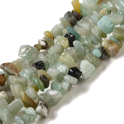 Natural Flower Amazonite Chips Beads Strands G-M205-12-01-1